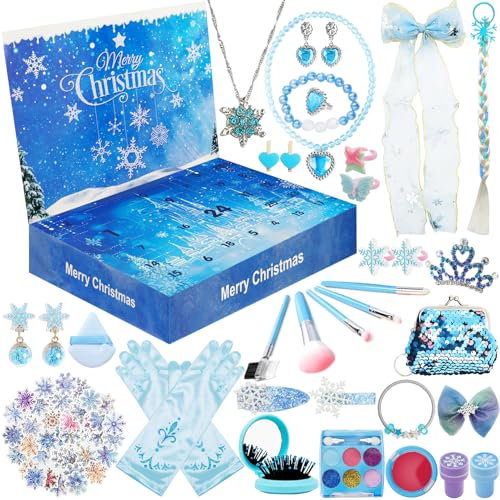 Adventskalender 2024 Mädchen Geschenk,Mädchen Make-up Set mit Lipgloss,Geburtstagsgeschenk für Kinder ab 3 Jahren.