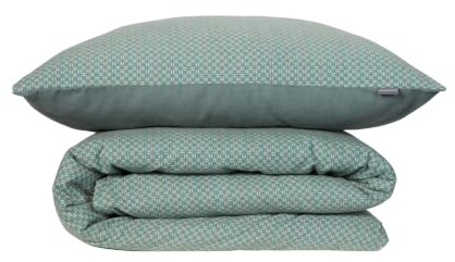 Schiesser Bettwäscheset Lucy | 2-teilig | Grafikprint | Feinbiber | 100% Baumwolle | Oeko-Tex Zertifiziert | Reißverschluss | 155x220cm + 80x80cm | Grün