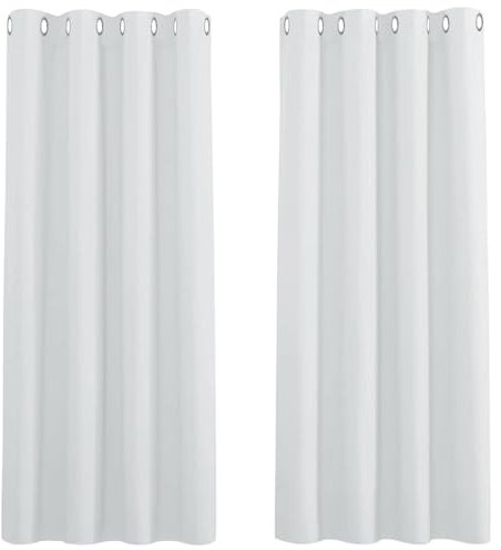 CHENMIAO Rideau Occultant 260 x 220 cm Isolant Anti Froid Chaleur, Satiné Rideaux Obscurcissants pour Porte Fenetre Salon Chambre, Design Moderne à Oeillets, Plusieurs Tailles, Blanc