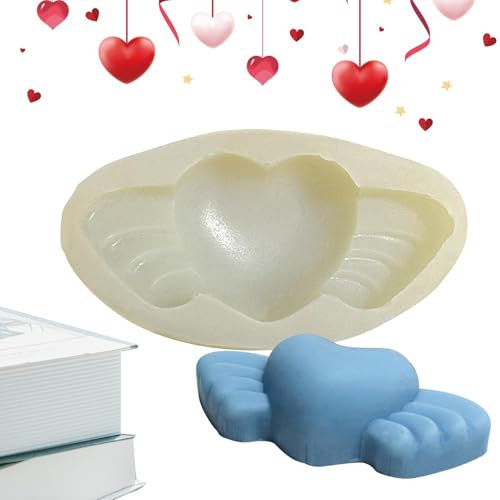 Molde de silicona con alas de corazón, forma de alas de ángel, molde de resina para hacer joyas con alas, resistentes al calor, moldes únicos de silicona para velas, hornear