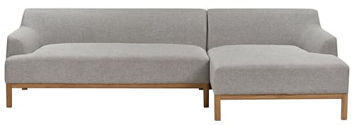 Beliani 3-Sitzer Ecksofa Stoffbezug grau mit Chaiselounge Links hohe Holzbeine Sosjo