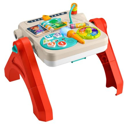 Fisher-Price Laugh & Learn JGW89 4-in-1-Aktivitätstisch und Staffelei mit pädagogischer Musik für Jungen und Mädchen ab 6 Monaten, mehrsprachige Version