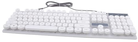 CAXUSD USB Tastatur aus Kunststoff Kabelgebundene mit Leuchtenden Runden Tasten Weiße Komfortable Bedienung und Modisches Design für Reisen und Outdoor Einsatz