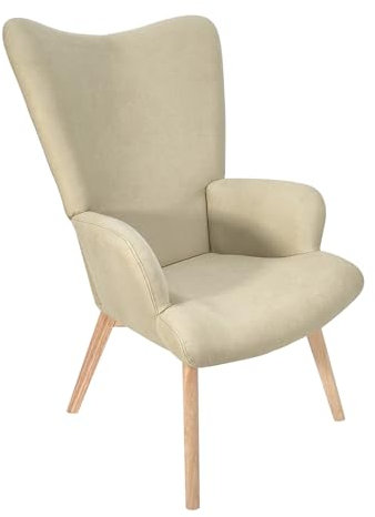 SVITA Olav Sessel Ohrensessel Loungesessel Relaxsessel mit Armlehne mit hohem Rücken modern bequem robust Wohnzimmer Schlafzimmer Esszimmer Beige