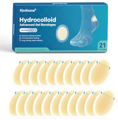 Gel Blasenpflaster Ferse - 21 PCS Hydrokolloid Pflaster, Blister Cushions Pads, Water Resistant Adhesive Bandages for Heel, Toes & Foot, Blister Bandages for Prevention & Recovery (Heel Pack)