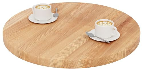 LAMO Manufaktur Tischplatte rund 60 cm aus Naturholz | Holzplatte für Couchtisch, Stehtisch, Bartisch | Stärke: 40 mm | Farbe: Dunkel