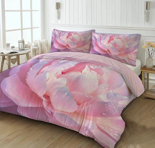 DLERFLOVR Bettwäsche, Morgentau Weich Deckenbezug - Gartenblumen Bettdeckenbezug mit Reißverschluss Weich und Bügelfrei Bettbezug