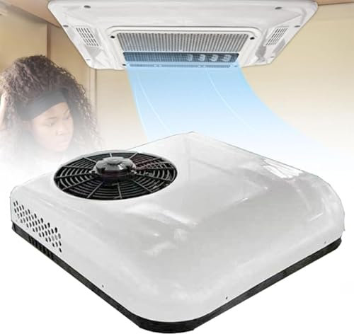 RayGenius RV Rooftop Aire Acondicionado,12v/24v DC Unidad de Aire Acondicionado Camión,Car Electric RV Roof Air Conditioner, 12v /24c Electric RV Truck Camper Air Conditioner,12VDC-White