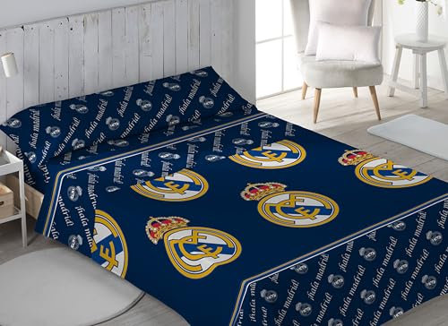 Real Madrid Offizielles Bettwäsche-Set, 50 % Baumwolle, 50 % Polyester, für Betten mit einer Breite von 90, 105, 135, 150 cm