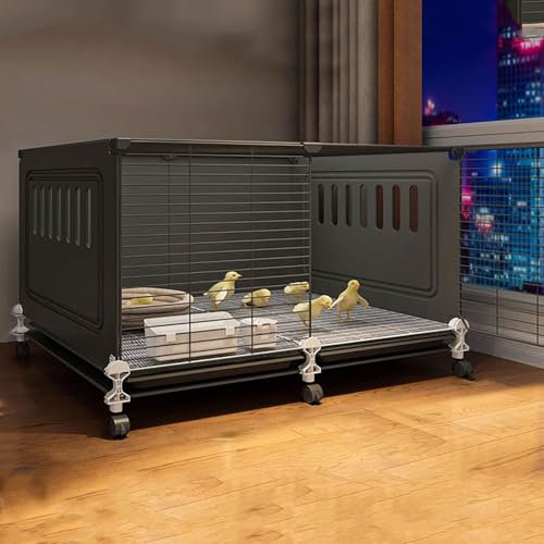 Hühnergehege Freilauf Groß Mit Rädern Kaninchenkäfig Mit Tablett Und Fußpolster Länge 70/105/140CM Einfachs Zu Montieren Hühnerstall Begehbar(Gray,70 * 45 * 48CM)