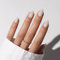 KQueenest Milky White Press on Nails Short Almond, Short False Nails Press ons, Sheer Cream Nude Fake Nails Medium Stiletto, Glossy Opaque, Reusable Soft Gel Stick on Nail for Women, 30 Pcs