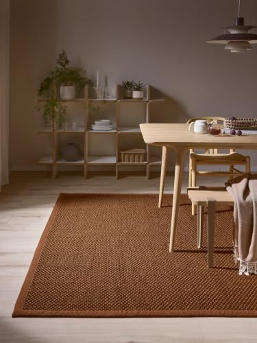 benuta Pure Sisalteppich Greta - Hellbraun 140x200 cm - 100% Sisal - Rechteckig & im Style: Bordüre, Uni, Natural Living, Scandi Living - Pflegeleicht für Wohnzimmer Schlafzimmer