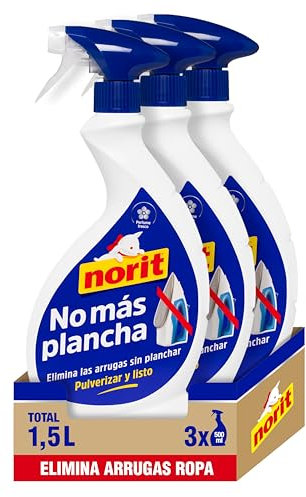 Norit - No Más Plancha, Spray Antiarrugas, Elimina Arrugas Sin Necesidad de Planchar, Aroma Fresco, Apto para Todas las Prendas, Fórmula Respetuosa - 3 x 500 ml