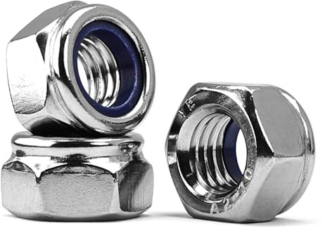 MINHER M12-1.75 Nylon Insert Locknuts,304 Stainless Steel Lock Nuts, Metric Thread Nylock Nuts DIN985 (20 pcs)