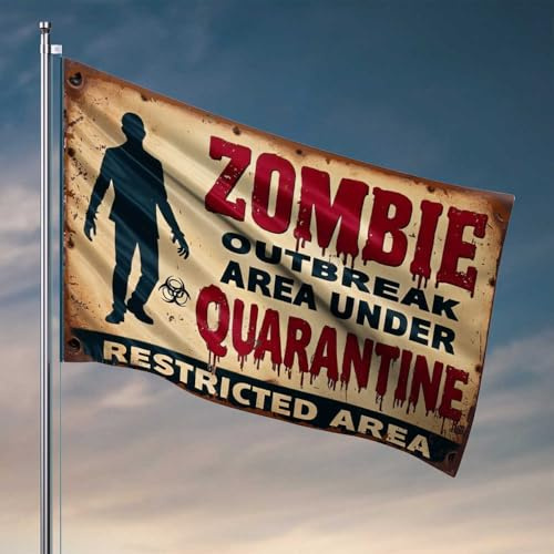 Coole Wohnheim-Flaggen, Zombie-Ausbruch, Quarantäne-Bereich, Flagge, Fitnessstudio, Flagge, Mann, Cabe-Dekoration (152 x 244 cm)