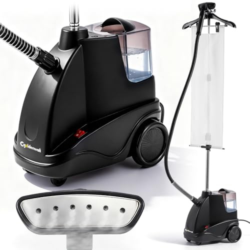 CGOLDENWALL 1500W Vertikales Dampfglätter, 2.9L Abnehmbarer Wassertank, 40s Schnelles Aufheizen, Duale Dampfstufen für alle Stoffe - mit Komplettes Zubehör Set