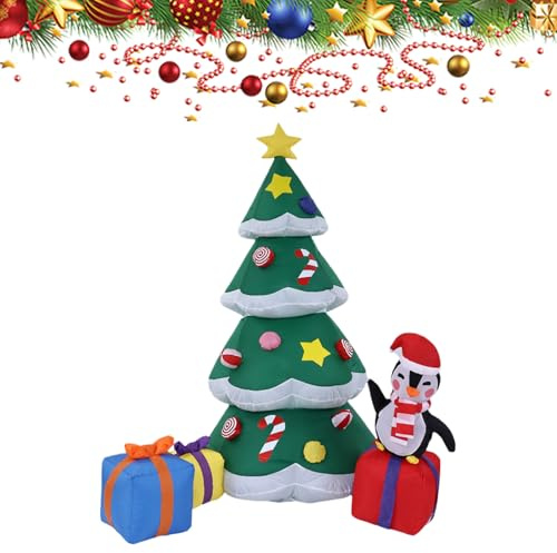 Albero Di Natale Gonfiabile Esterno | Albero Gonfiabile Illuminato Da 1,8 Metri per Esterno | Natale Gigante con Babbo Natale e Luci LED Integrate - per Interni Patio Casa Portico Ja