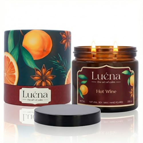 Luéna - Hot Wine | Premium Soja-Duftkerze 250 ml | Natürlicher Sojawachs | 55 Std. Brenndauer