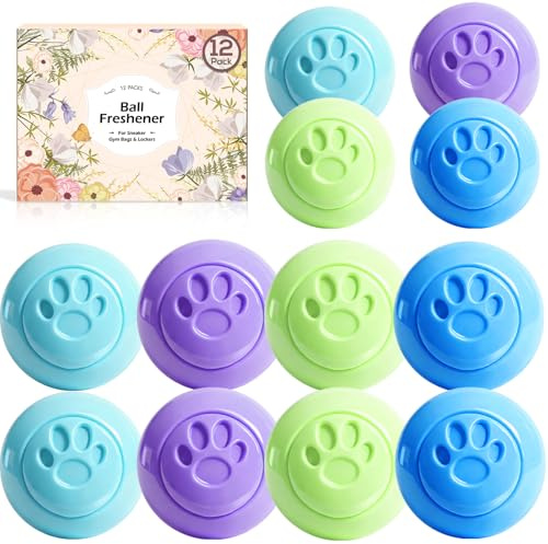 SCENTORINI Shoe Deodorizer Balls 12 Pack, Mixed Scents Odor Eliminator with Twist to Activate, Lavender, Jasmine, Linen, Baby Powder Shoe Freshener Balls for Sneakers Trainers Gym Bags Footwear