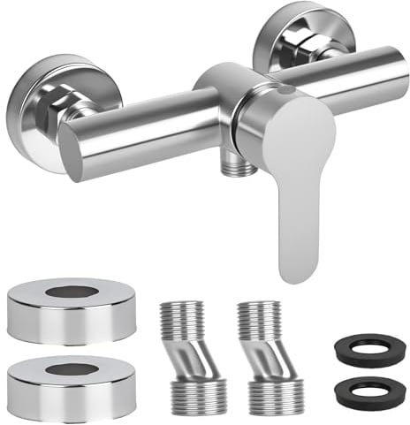 YYTECH Grifo de ducha monomando, grifo de ducha para ducha, montaje en pared, grifo de ducha de pared para baño, grifo de bañera de acero inoxidable 304, G ½ salida de agua hacia abajo
