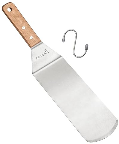 Anmarko Stainless Steel Spatula with Wooden Handle, Food Spatula with S-Hook