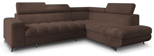 Masseno Ecksofa MORIVA Q R-S mit Schlaffunktion L-Form, Klassisch Sofa mit Bettkasten, Wohnzimmersofa, Couch, Soffa, Bettsofa, Couchgarnitur - Braun, Quelle 25