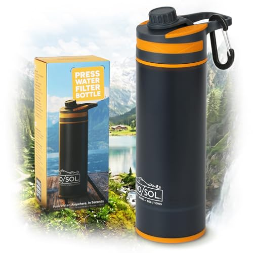 Innosol Wasserfilter Flasche I Outdoor Survival Trinkflasche Filter 500 ml | Entfernt 99,99% aller Bakterien I Camping Ausrüstung, LFGB-zertifiziert I Trinkwasserfilter für sauberes Wasser