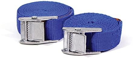 Streetwize - Pair of Blue 2.5m Buckle Straps - Cargo Straps, Luggage Straps, Tensioning Belt with a Heavy Duty Metal Buckle - Lightweight and Compact Ideal For Securing Kayaks and Canoes