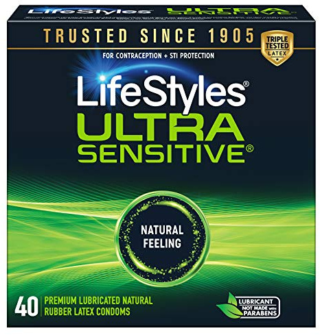 LifeStyles Ultra Sensitive Natural Feeling Lubricated Latex Condoms, 40 Count