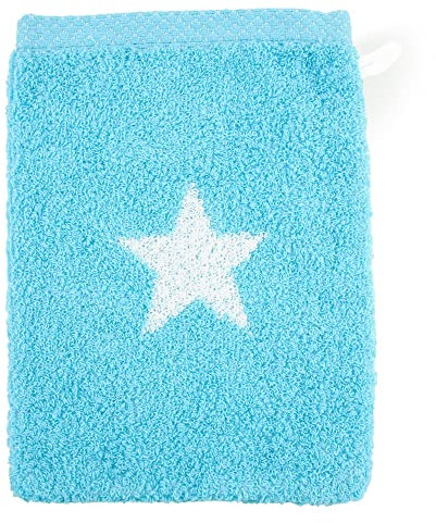Linnea Gant de Toilette 16x21 cm 100% Coton 480 g/m2 Stars Bleu Turquoise