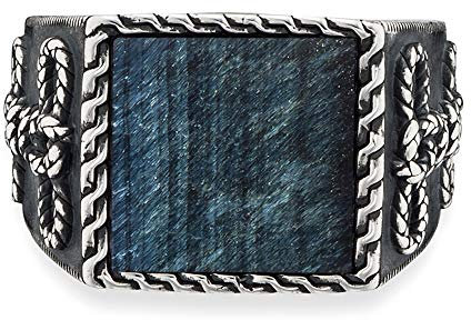 cai Herren Ring 925/- Sterling Silber Mattiert Tigerauge weiß 3,00ct 132270762