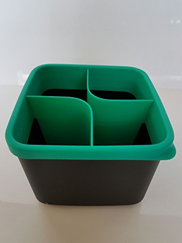 TUPPERWARE Neo Griffbereit Ordnungstopf schwarz türkis 4 fach abgeteilt Aufbewahrung Küche flach