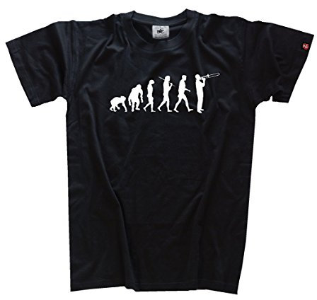 Shirtzshop Herren T-Shirt Standard Edition Posaune Evolution, Schwarz, L, sshop-evoposa-t