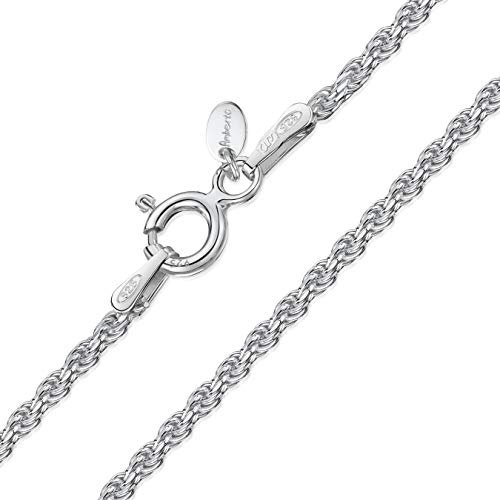 Amberta 925 Sterling Silver 1.5 mm Twisted French Rope Chain Necklace Size: 16 18 20 22 24 inch / 40 45 50 55 60 cm (18inch/45cm)