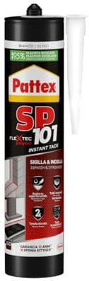Pattex SP 101 Instant Tack Adesivo sigillante, Adesivo universale multimateriale che non cola, Sigillante universale applicabile sul bagnato, bianco, cartuccia da 280 ml