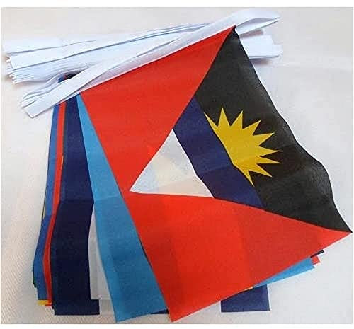 AZ FLAG - Fahnenkette 30 Karibische Länder 9 Meter Mit 30 Flaggen - 21x14 cm - Karibische Girlande Flaggenkette 14 x 21 Cm