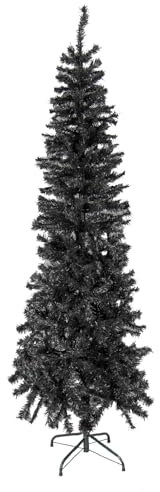 The Christmas Workshop 70630 6ft Slimline Black Artificial Indoor Decoration | Includes Metal Christmas Tree Stand | 560 Tips