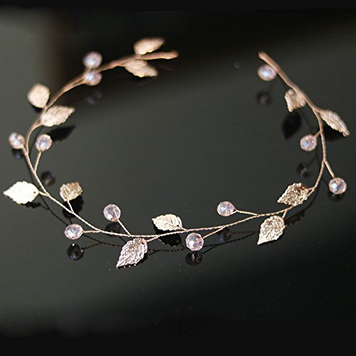 Handmadejewelrylady - Serre-tête pour mariage en strass, or rose, cristal, coiffe de mariage, accessoires de mariage, accessoires de cheveux pour soirées, fêtes, mariages.
