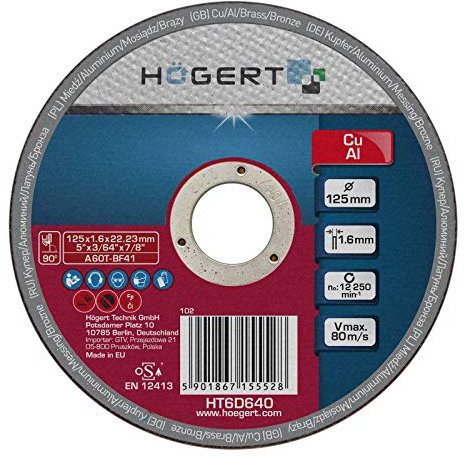 5x Trennscheibe für Kupfer, Aluminium Ø 125 x 1,6 mm Flex-Scheibe Winkelschleifer-Scheibe von SECOTEC®