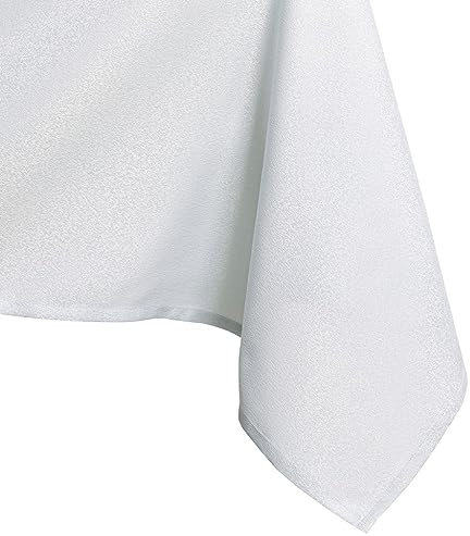 AmeliaHome Tischdecke 120x220 cm Tischtuch Tafeldecke Fleckschutz Lotuseffekt Abwaschbar Wasserabweisend Glänzend Glatt Empire weiß