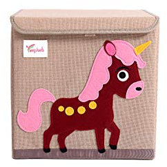Taylor City Kids Storage Box, Large Capacity Foldable Canvas Cube Organiser for Clothes, Shoes, Toys Cartoon Storage box (Unicorn)
