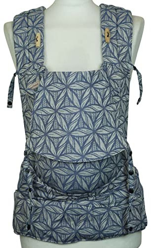 Fräulein Hübsch Babytragen SoftTai - Lorelei Stahlblau - ab Geburt bis Kleinkindalter (50/56 – 80/86 cm) - ergonomisches Tragesystem - 100% Biobaumwolle