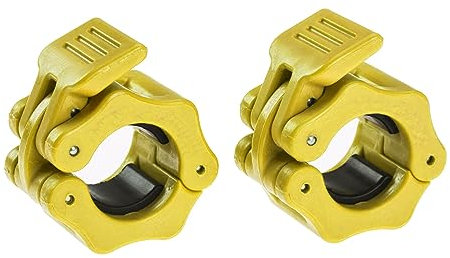 GW Tech Barbell Clamps 1 inch, Exercise Collars 1(25mm) Quick Release Pair of Locking Collar Clips for Workout Weightlifting Fitness Training (Yellow)