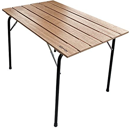 CASTELMERLINO 280 Tavolo gambe pieghevoli Outdoor camping terrazzo piano in Compensato Marino di Okumè cm 100 x 60