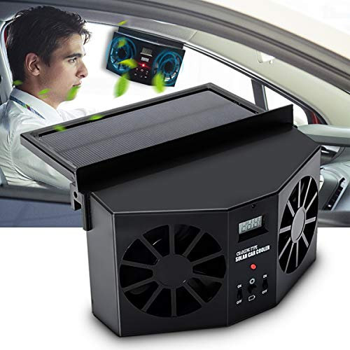 Baceyong Solar Doppellüfter Automatischer Abluftventilator Abkühlen Tragbar Auto Schwarz