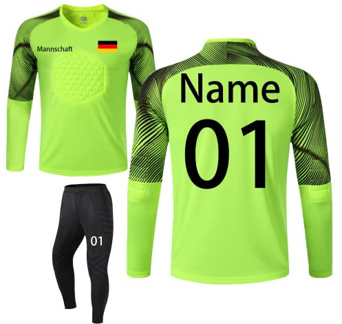 LAIFU Torwarttrikot Personalisieren (Torwarttrikot + Torwarthose) 4 Farben Torwarttrikot Kinder Erwachsene Name Team Nummer