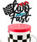 Two Fast Cake Topper Racing Car Checkered Flag Themed Happy Birthday Party Supply for Boys Girls Kids 2nd Second Two Bday Cake Decoration