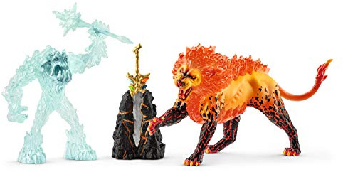 SCHLEICH 42455 Kampf um die Superwaffe - Frostmonster vs. Feuerlöwe | für Kinder ab 7-12 Jahren, ELDRADOR Creatures - Spielset