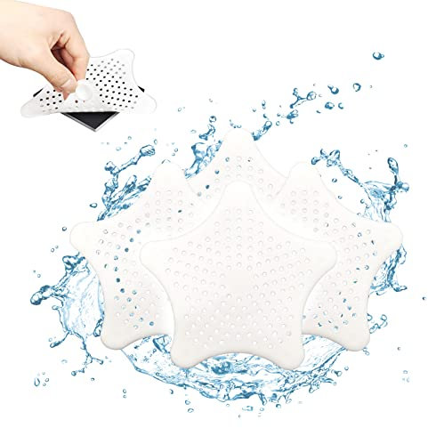Abflusssieb Silikon Dusche (4er Set) - 13 x 13 cm Haarsieb Dusche,Abflusssieb Küche, Waschbecken Sieb mit erprobt Bester Filterwirkung,Sieb für Spülbecken,Badezimmer,Küche