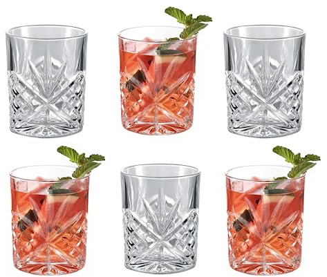 6xRoyal Cuisine 300ml Whisky Water Drinking Glasses Brandy Shot Glasses Whiskey Glass Tumbler Crystal Clear Scotch Vodka Rum Juice Drinkware-Glassware